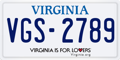 VA license plate VGS2789