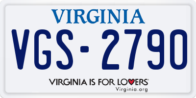 VA license plate VGS2790