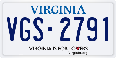 VA license plate VGS2791