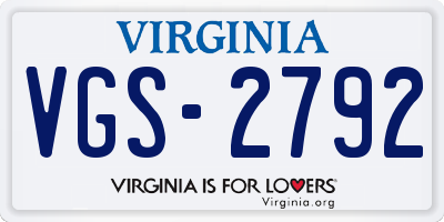 VA license plate VGS2792