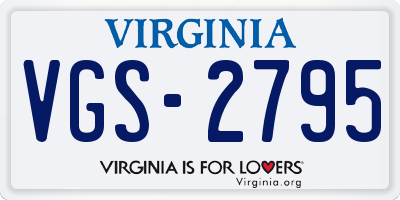 VA license plate VGS2795