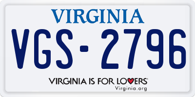 VA license plate VGS2796
