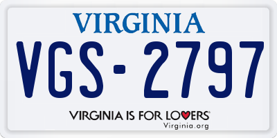 VA license plate VGS2797