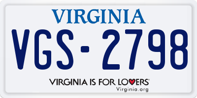 VA license plate VGS2798