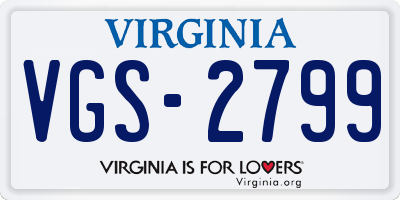 VA license plate VGS2799