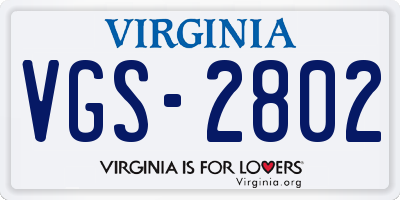 VA license plate VGS2802