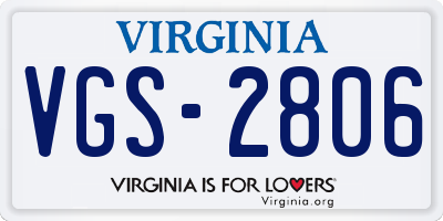 VA license plate VGS2806