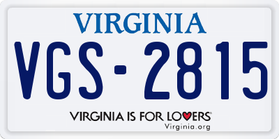 VA license plate VGS2815