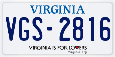 VA license plate VGS2816