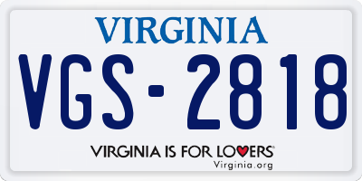 VA license plate VGS2818