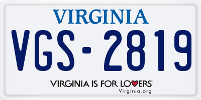 VA license plate VGS2819