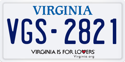 VA license plate VGS2821