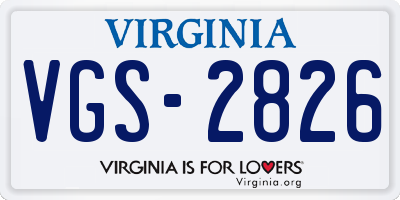 VA license plate VGS2826