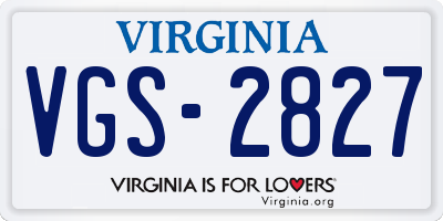 VA license plate VGS2827