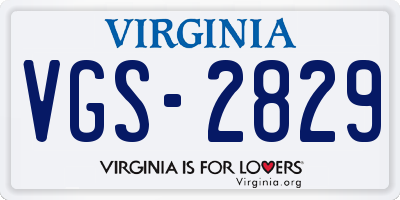 VA license plate VGS2829