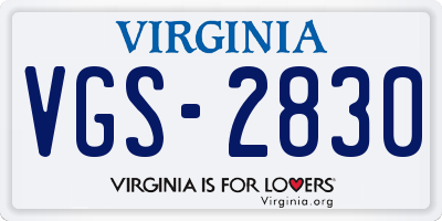 VA license plate VGS2830