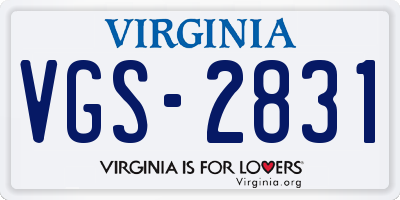 VA license plate VGS2831