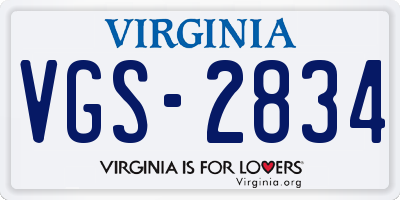 VA license plate VGS2834