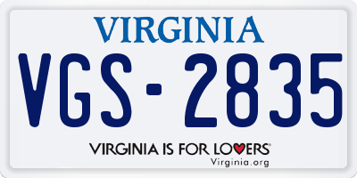 VA license plate VGS2835
