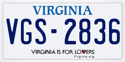 VA license plate VGS2836