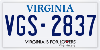 VA license plate VGS2837