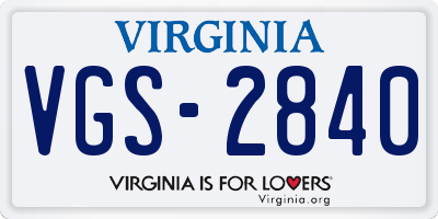 VA license plate VGS2840