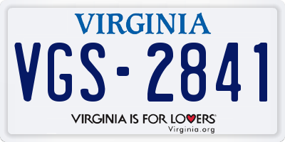 VA license plate VGS2841