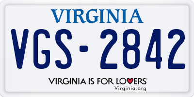 VA license plate VGS2842