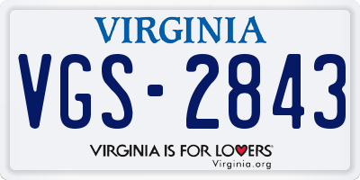 VA license plate VGS2843