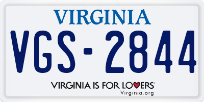VA license plate VGS2844