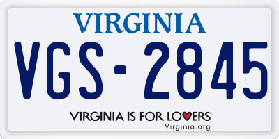VA license plate VGS2845