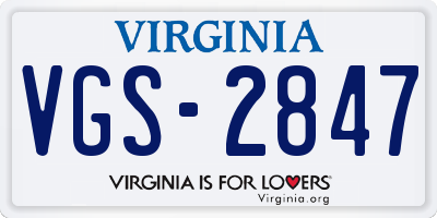 VA license plate VGS2847