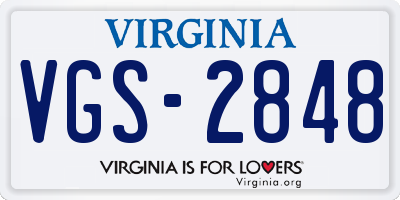 VA license plate VGS2848
