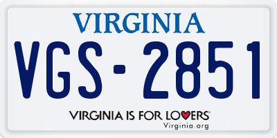 VA license plate VGS2851