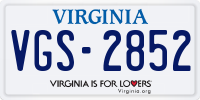 VA license plate VGS2852
