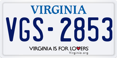 VA license plate VGS2853