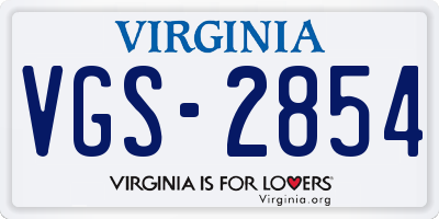 VA license plate VGS2854