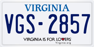 VA license plate VGS2857