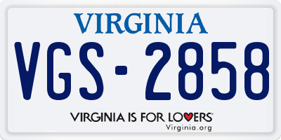 VA license plate VGS2858