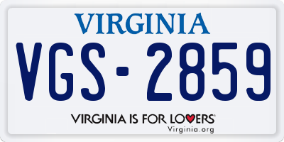 VA license plate VGS2859