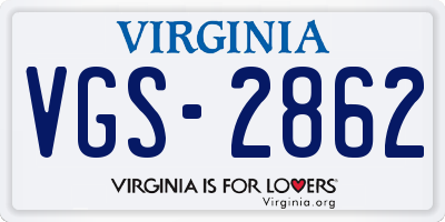 VA license plate VGS2862