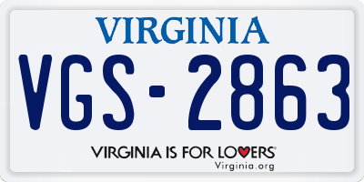 VA license plate VGS2863