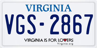 VA license plate VGS2867