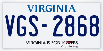 VA license plate VGS2868