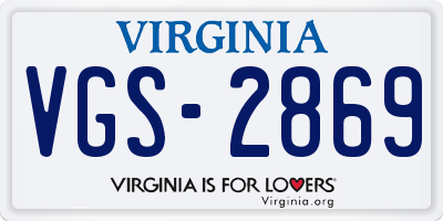 VA license plate VGS2869
