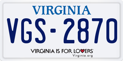 VA license plate VGS2870