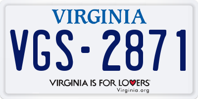 VA license plate VGS2871