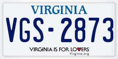 VA license plate VGS2873