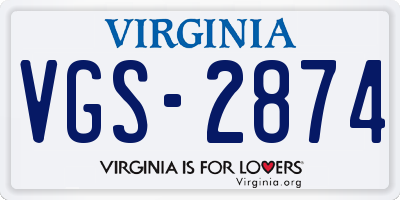 VA license plate VGS2874