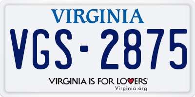 VA license plate VGS2875